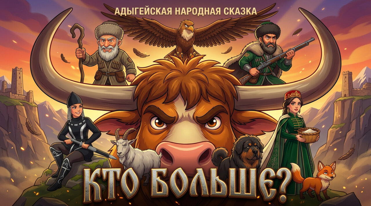 Адыгейская народная сказка: Кто больше?