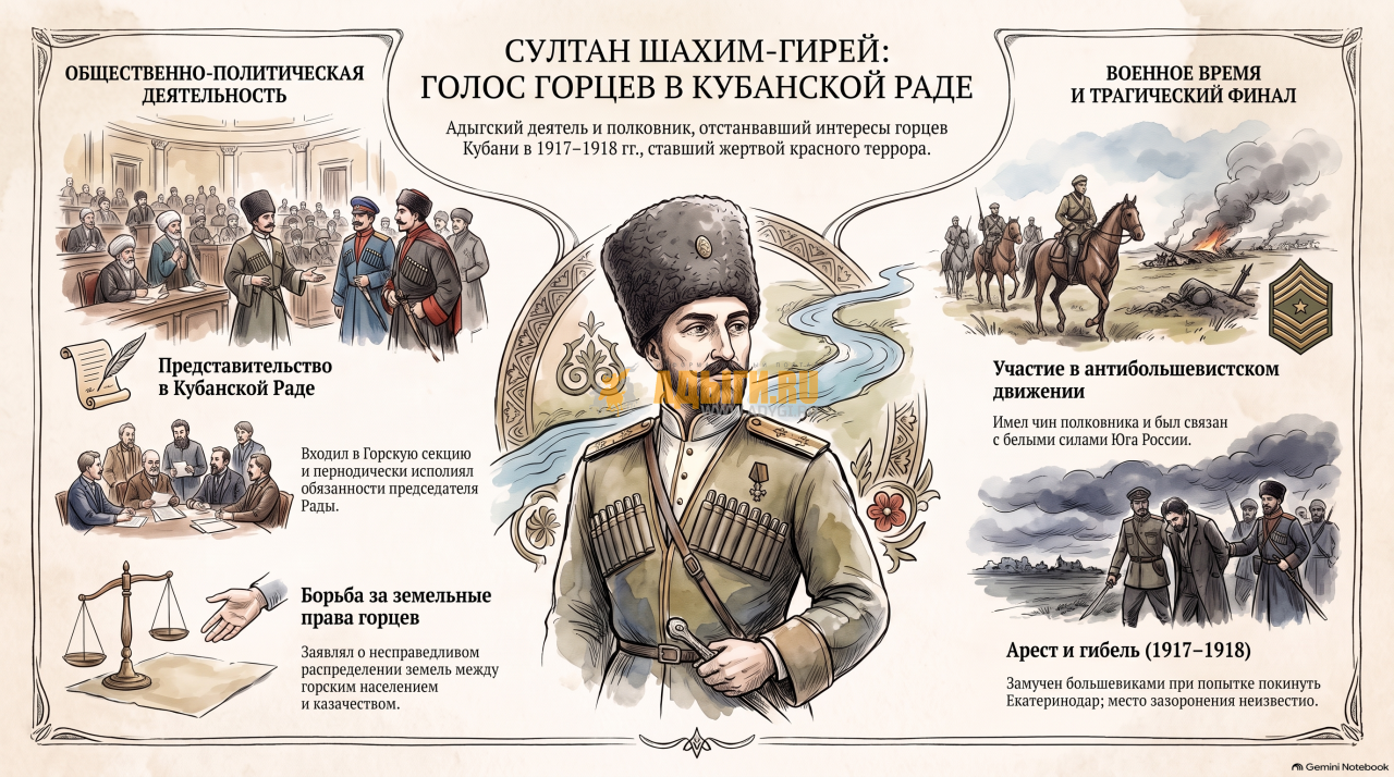 Султан Шахим-Гирей: член Кубанской Рады